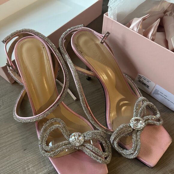 Mach & Mach Crystal Double Bow Square Toe Sandals - Picture 6 of 7